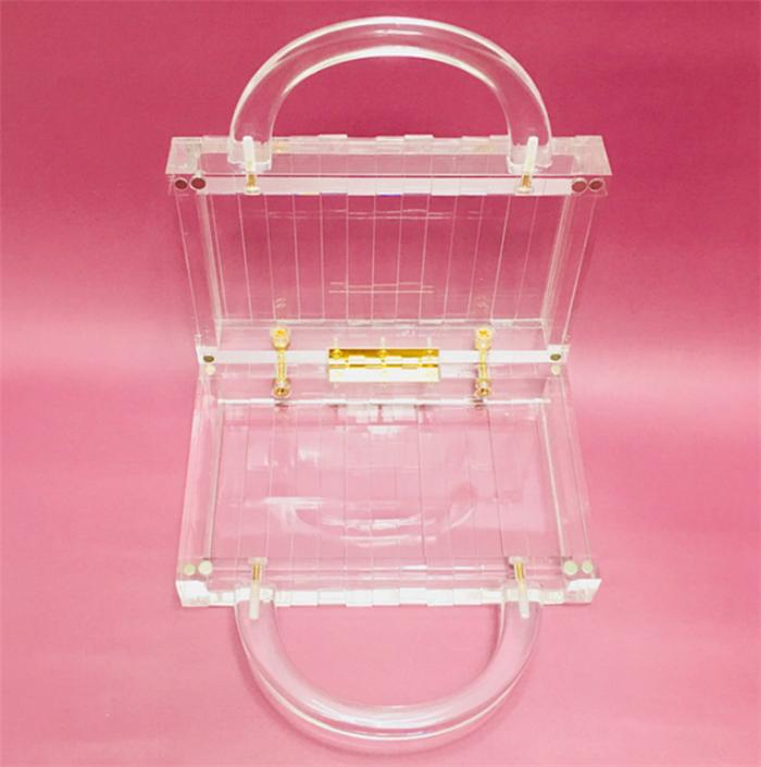2020 Retail fashion luxury transparent acrylic handle clear purses women handbags