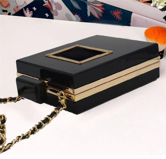 2020 Summer fashion banquet crystal ladies crossbody purse clear acrylic paris perfume bottle clutch bag