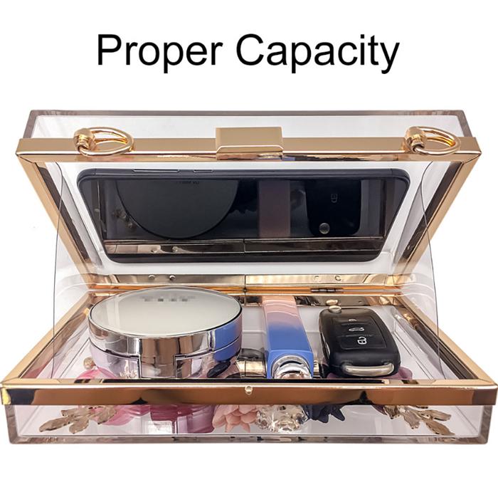 2020 Summer flower pearl transparent clutches wedding evening purse ladies fashion box handbags with chain
