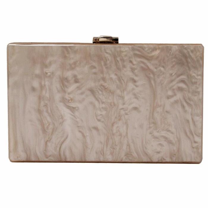 Fashion custom blank plain beige pearl white acrylic purse clutch bag women