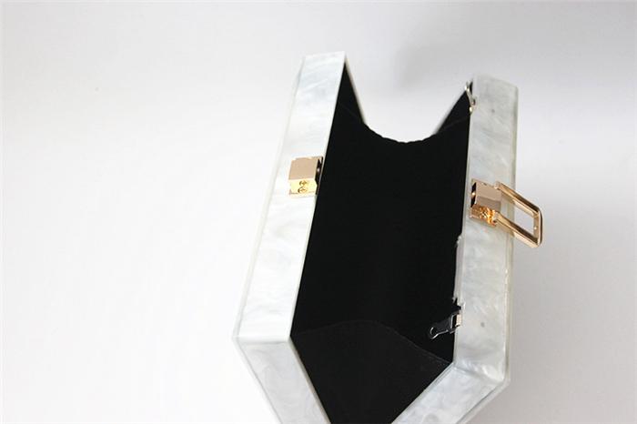 Fashion custom blank plain beige pearl white acrylic purse clutch bag women