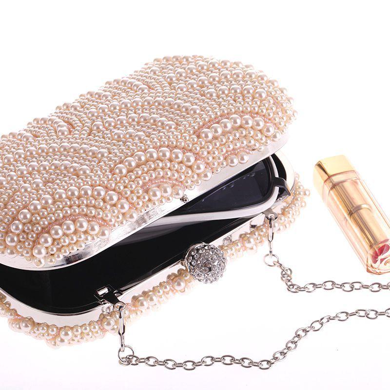 Fashion exquisite handmade mother pearls beaded woman clutch bags