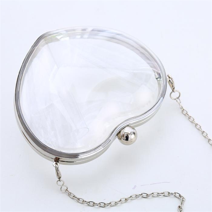 Fashion heart shape mini transparent clear acrylic purse cosmetic bag