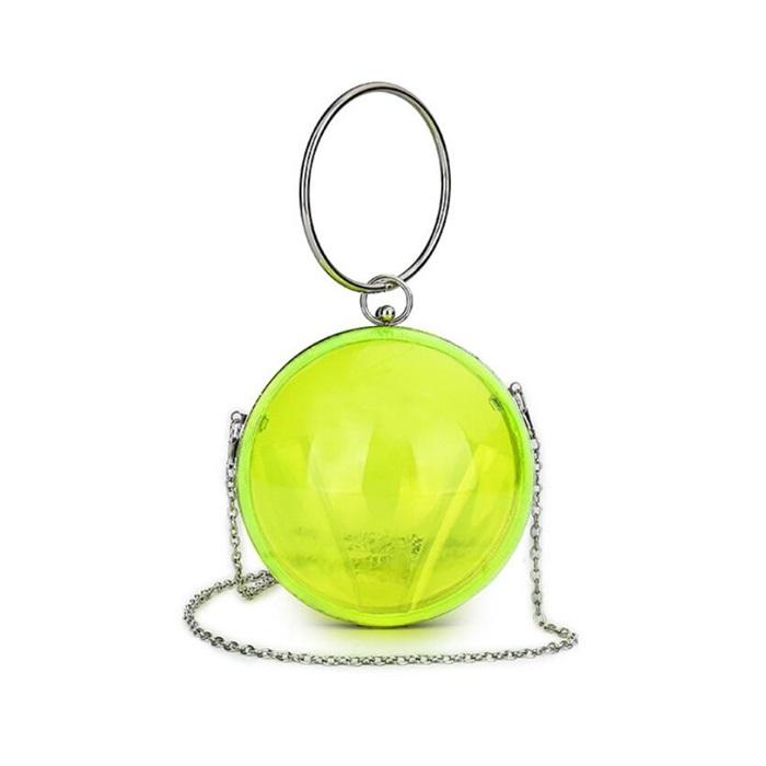Fashion round ball shape crossbody mini clear acrylic ball purse bag