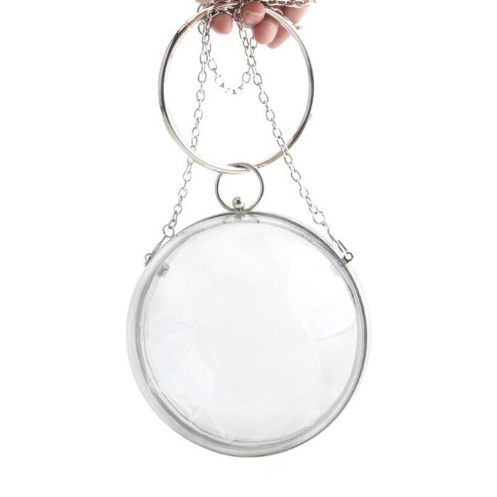 Fashion round ball shape crossbody mini clear acrylic ball purse bag