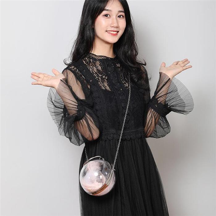 Fashion round ball shape crossbody mini clear acrylic ball purse bag
