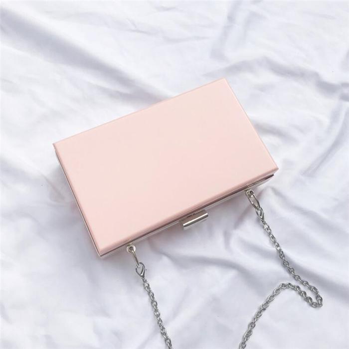 Fashion silver metal frame evening purse clear acrylic box clutch bag purse