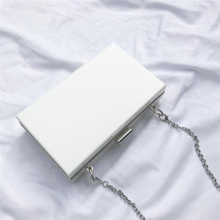 Fashion silver metal frame evening purse clear acrylic box clutch bag purse