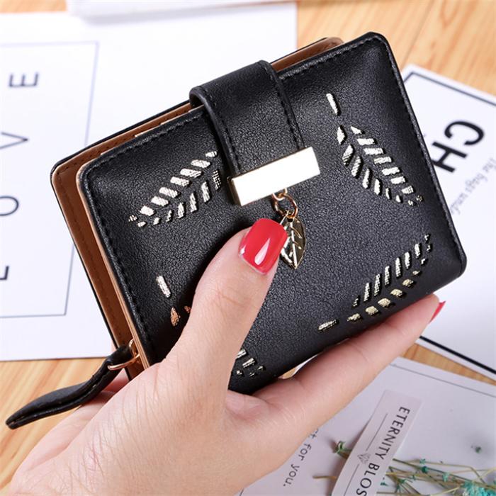 Fashionable short design leaf purse women mini wallet