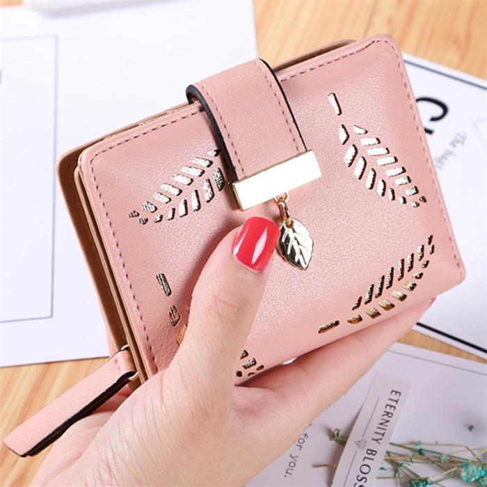 Fashionable short design leaf purse women mini wallet