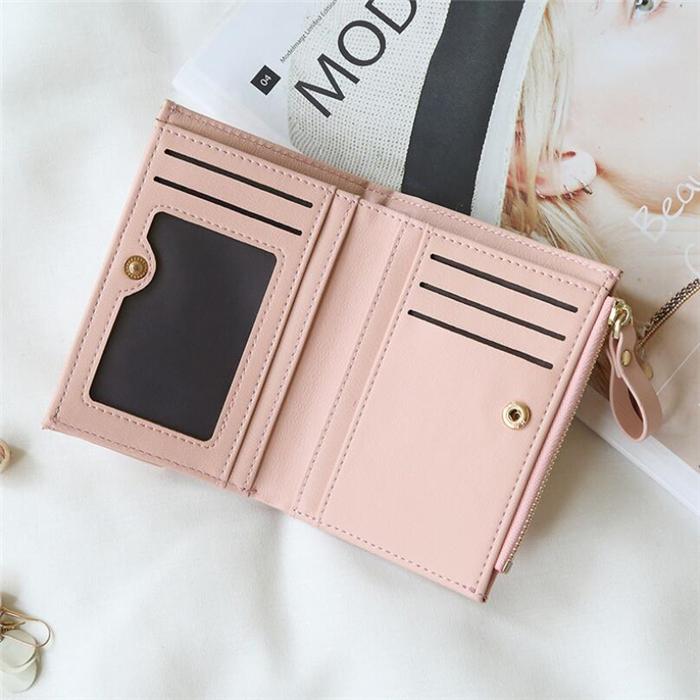 Good quality fashion korea short design RFID bifold pu leather ladies wallet for young teen girls