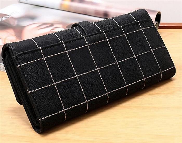 Hot sale Japanese korean vintage trifold black color woman wallet