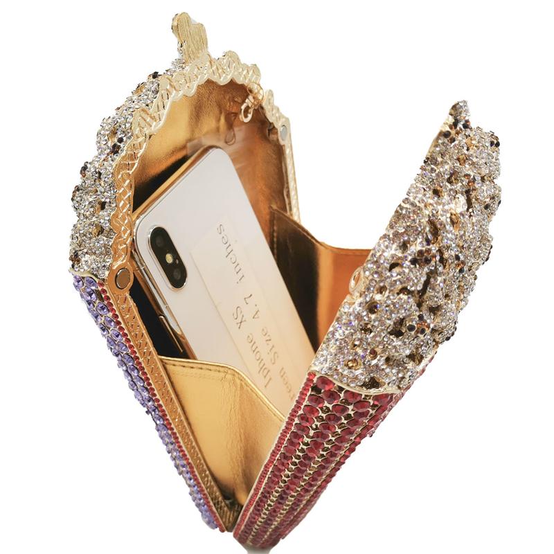Luxury bling diamond popcorn shape crystal clutch purses rhinestone evening bags