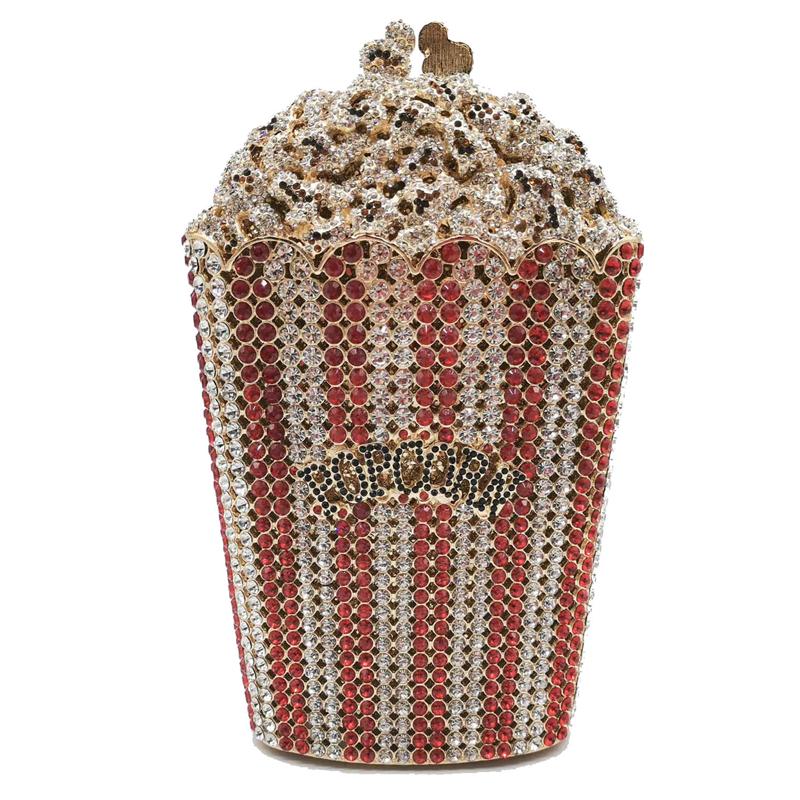 Luxury bling diamond popcorn shape crystal clutch purses rhinestone evening bags