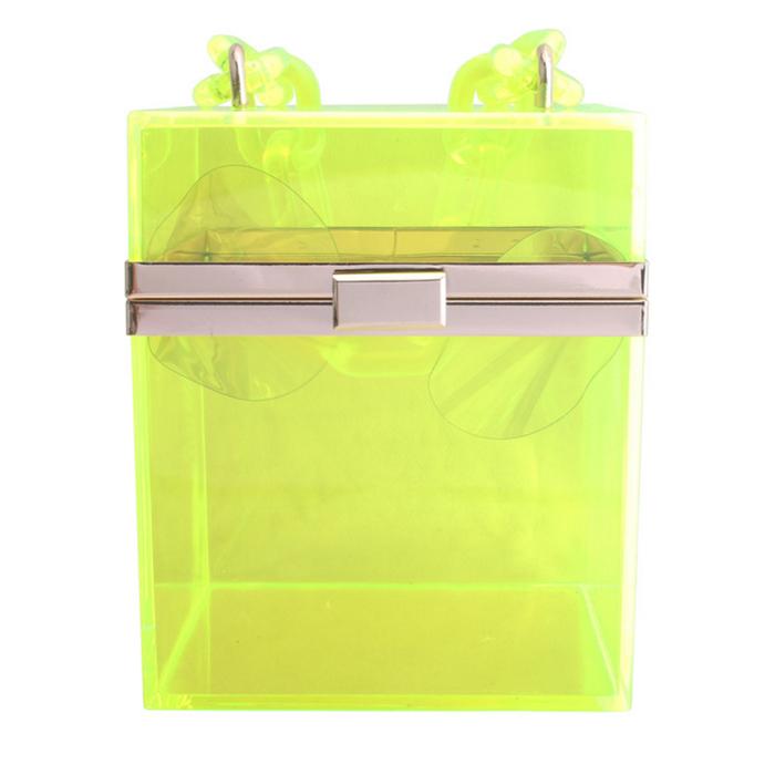 Luxury designer fashion transparent clear jelly bag acrylic chain square purse women box handbag
