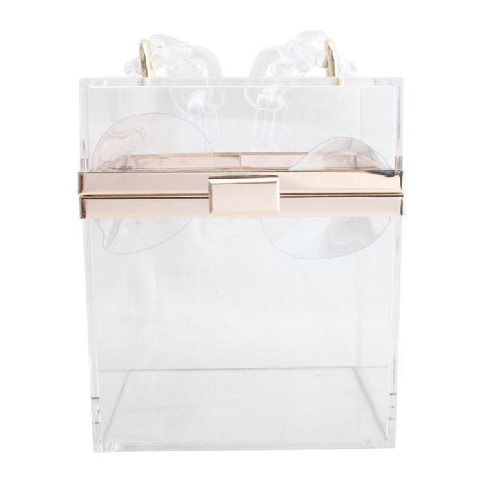 Luxury designer fashion transparent clear jelly bag acrylic chain square purse women box handbag