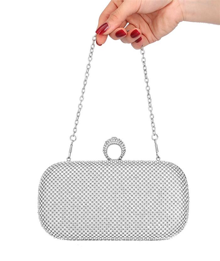 Luxury high quality wedding Ring diamond gold evening bag clutch purses
