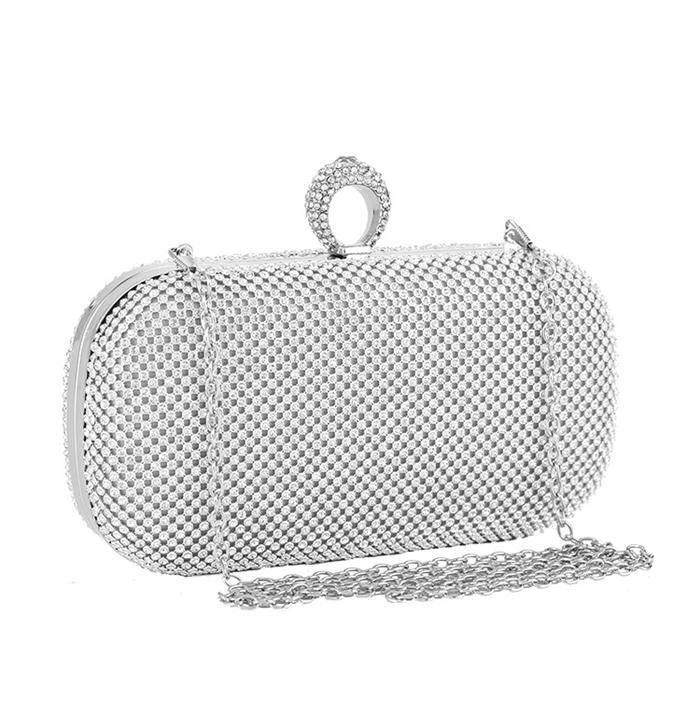 Luxury high quality wedding Ring diamond gold evening bag clutch purses