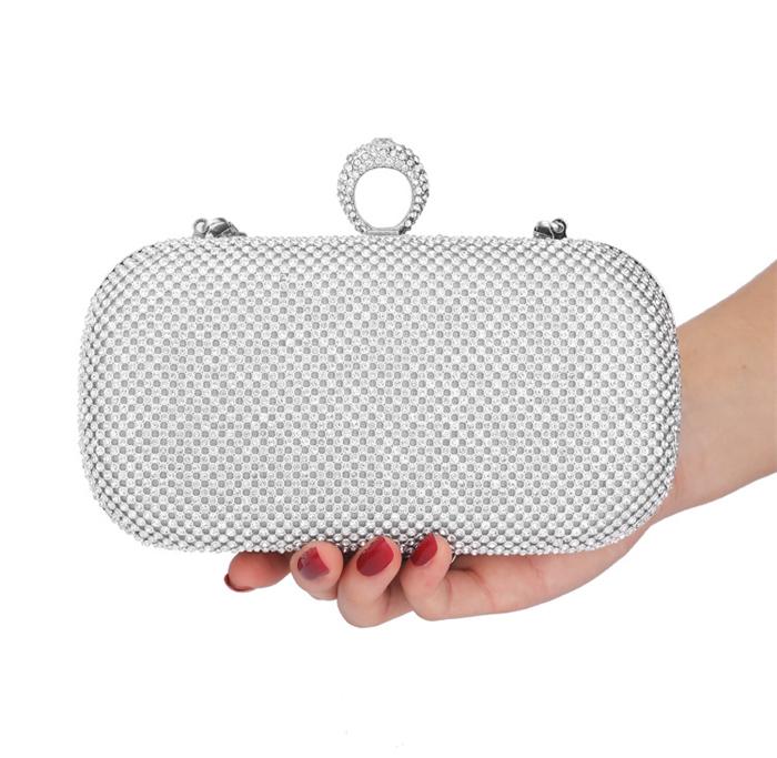 Luxury high quality wedding Ring diamond gold evening bag clutch purses