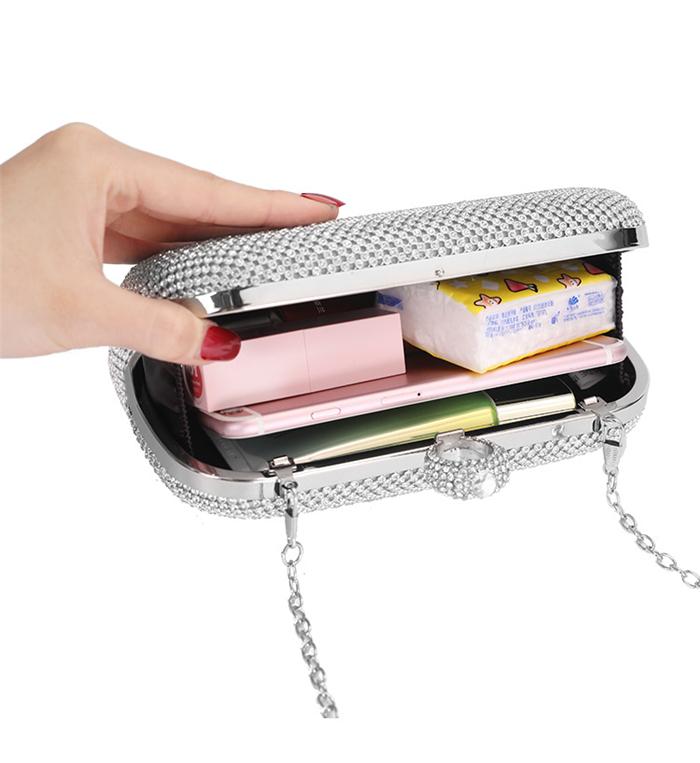Luxury high quality wedding Ring diamond gold evening bag clutch purses