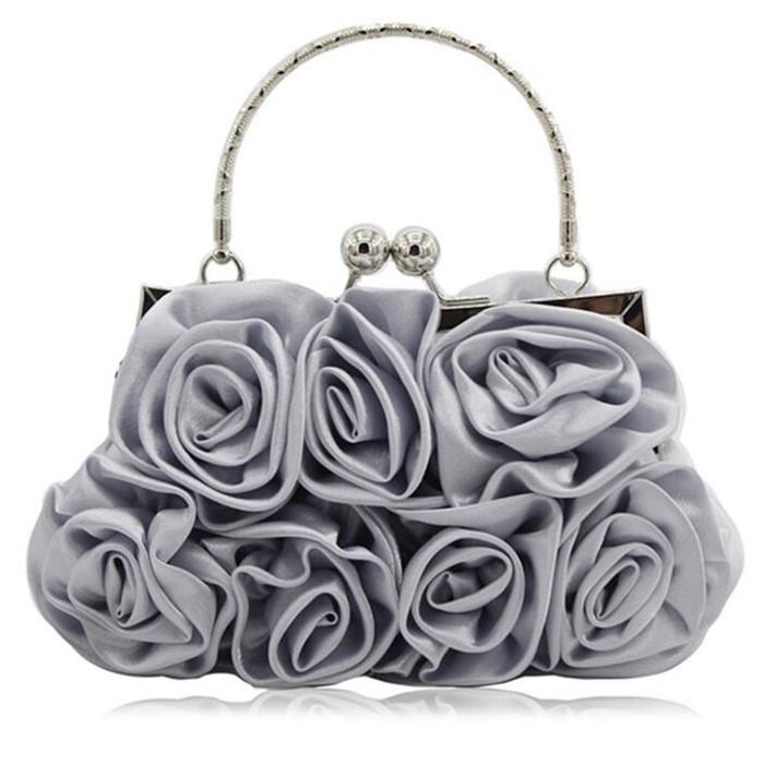 Luxury trendy elegant wristlet red rose flower ladies bridal dress evening clutch bag