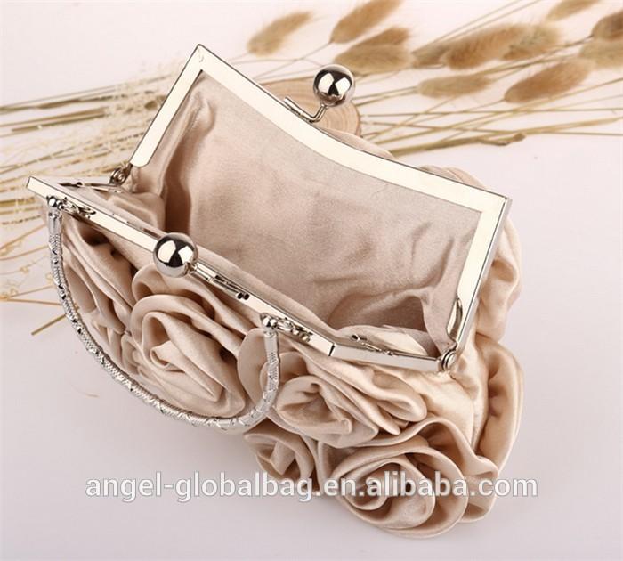 Luxury trendy elegant wristlet red rose flower ladies bridal dress evening clutch bag
