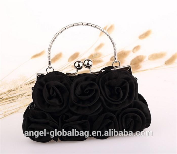Luxury trendy elegant wristlet red rose flower ladies bridal dress evening clutch bag