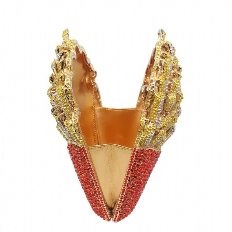 New model crystal rhinestone clutch wedding party diamond french fries women evening bag