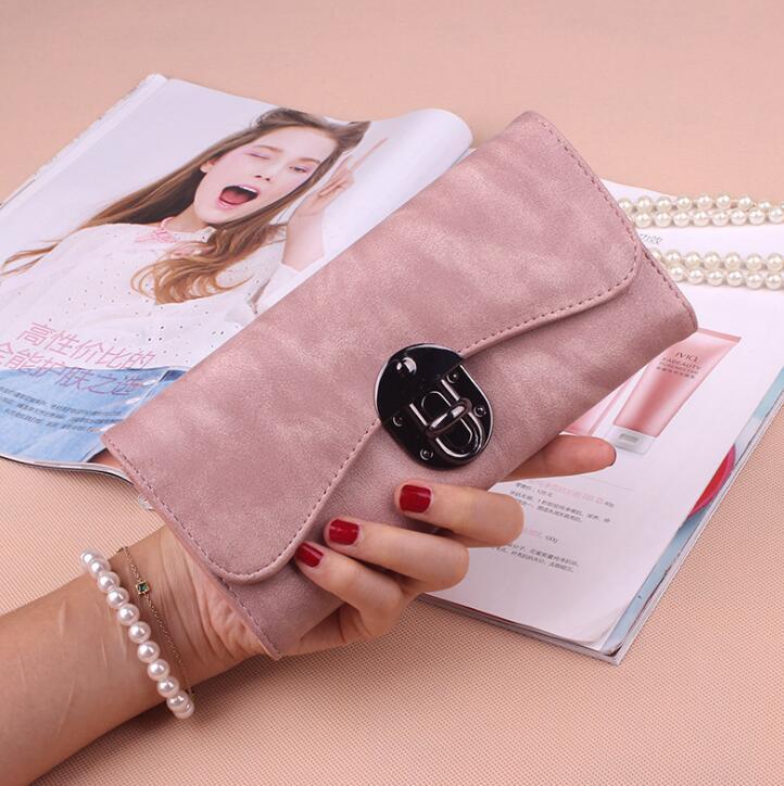 Wholesale korean latest long trifold lock designers wallet for  women
