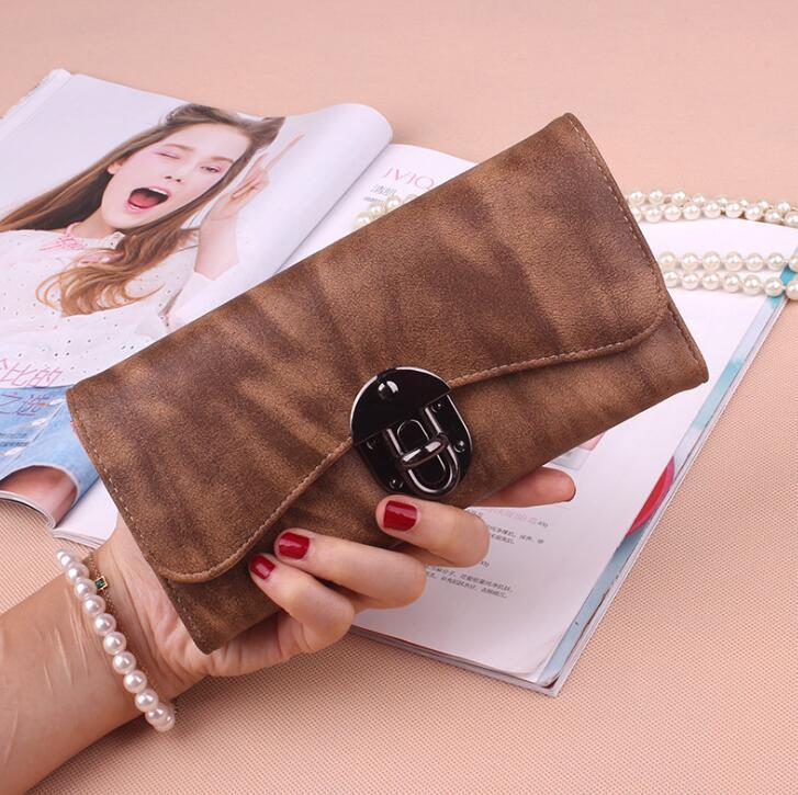 Wholesale korean latest long trifold lock designers wallet for  women