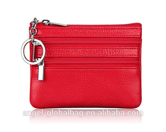 Wholesale korean mini genuine leather zipper keychain coin purse wallet